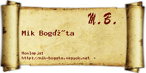 Mik Bogáta névjegykártya
